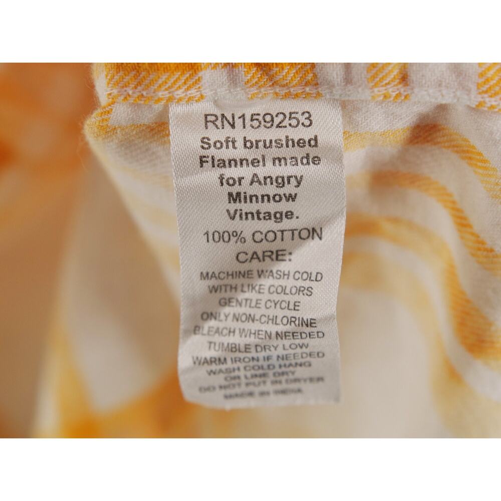 NWT Angry Minnow Clothing Co Shirt Mens Large Flannel Yellow Plaid Lemons Vodka - Picture 7 of 11